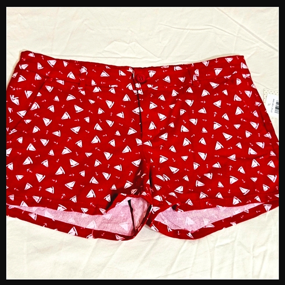 BEBOP Red Sailboat Shorts NWT Sz 9 Junior Super Cute!